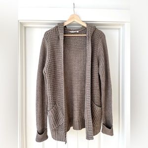 Brown Crochet Hooded Cardigan